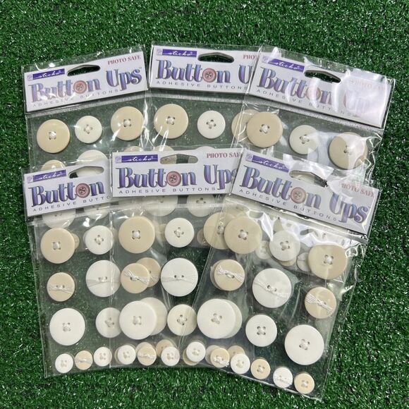 Other - Sticko 3D Button Ups Adhesive Buttons Lot Of 6‎ Sealed Packages White Beige New